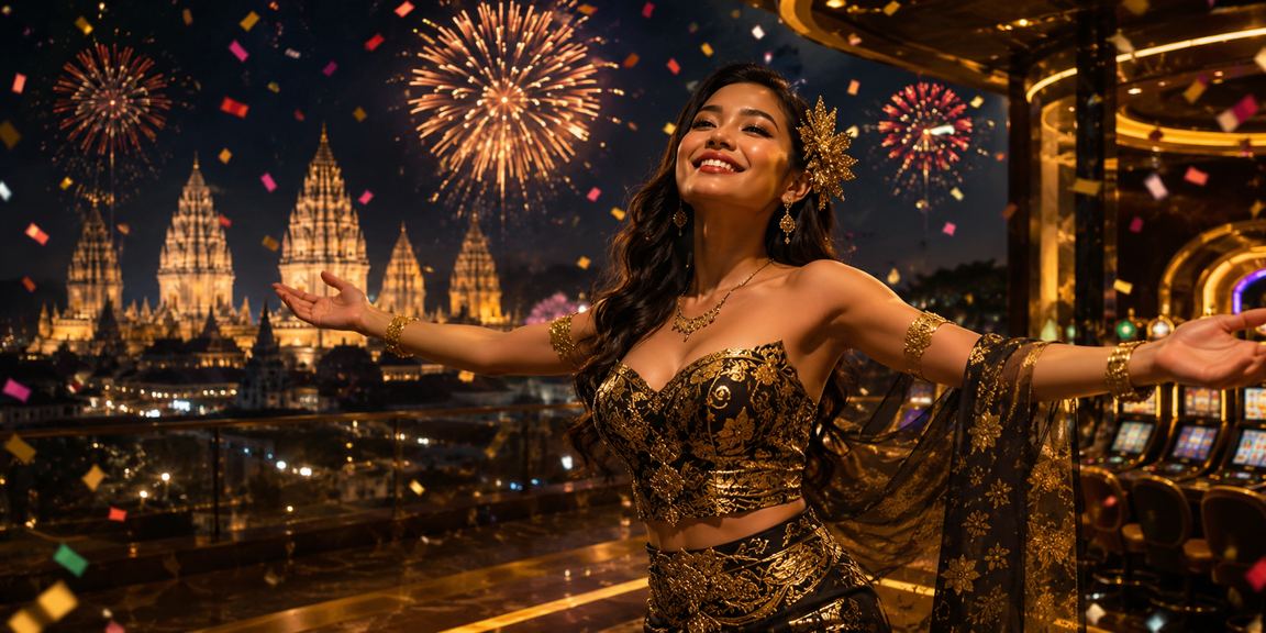 Suasana festival kasino dengan pengguna menikmati hiburan taruhan online